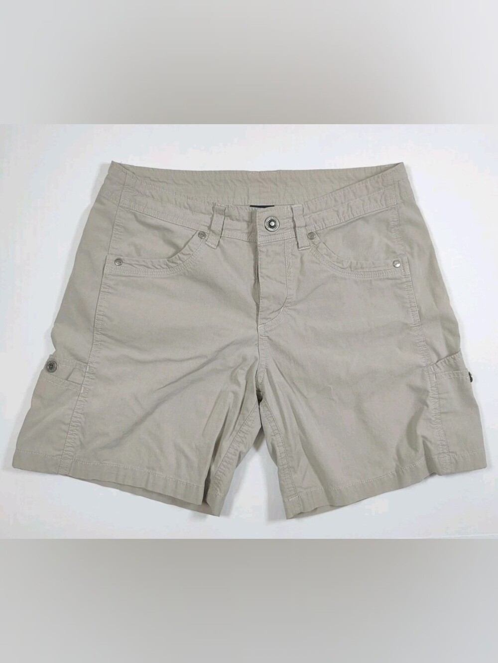 Kuhl Women's Khaki Beige Cargo Pockets Cotton Stretch Shorts Size 6 (31W)